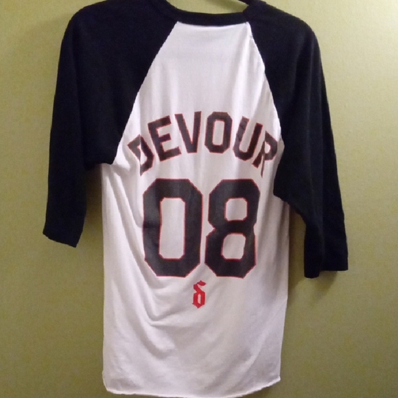 Mens M Tultex Shinedown Madness Devour 2008 Tour Shirt Raglan Sleeve Black White - Picture 3 of 3